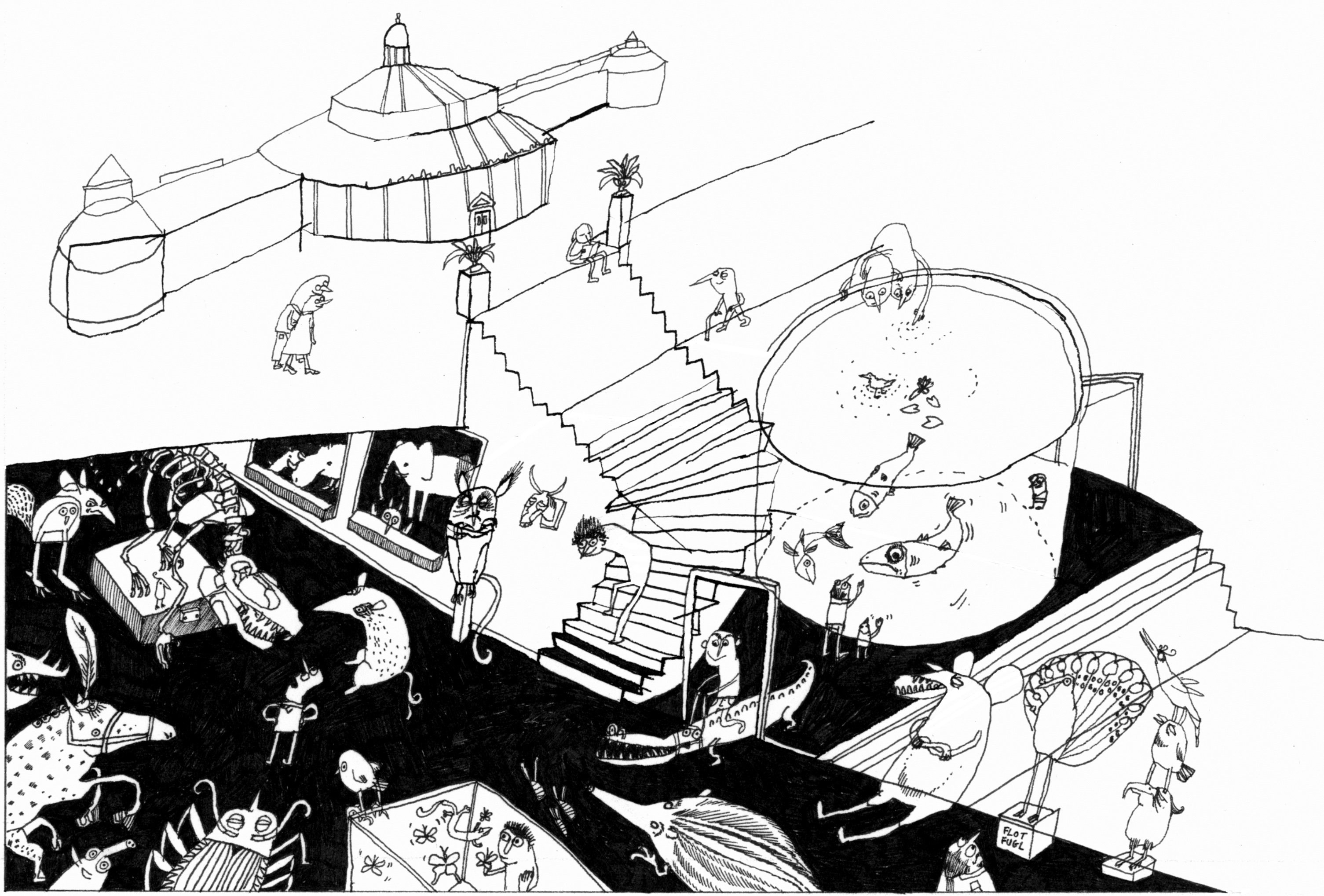 Uniavisen bad i 2009 tegneren Signe Parkins om at byde ind med sin forestilling om det kommende Statens Naturhistoriske Museum i Botanisk Have. I 2024 bygger de stadig.