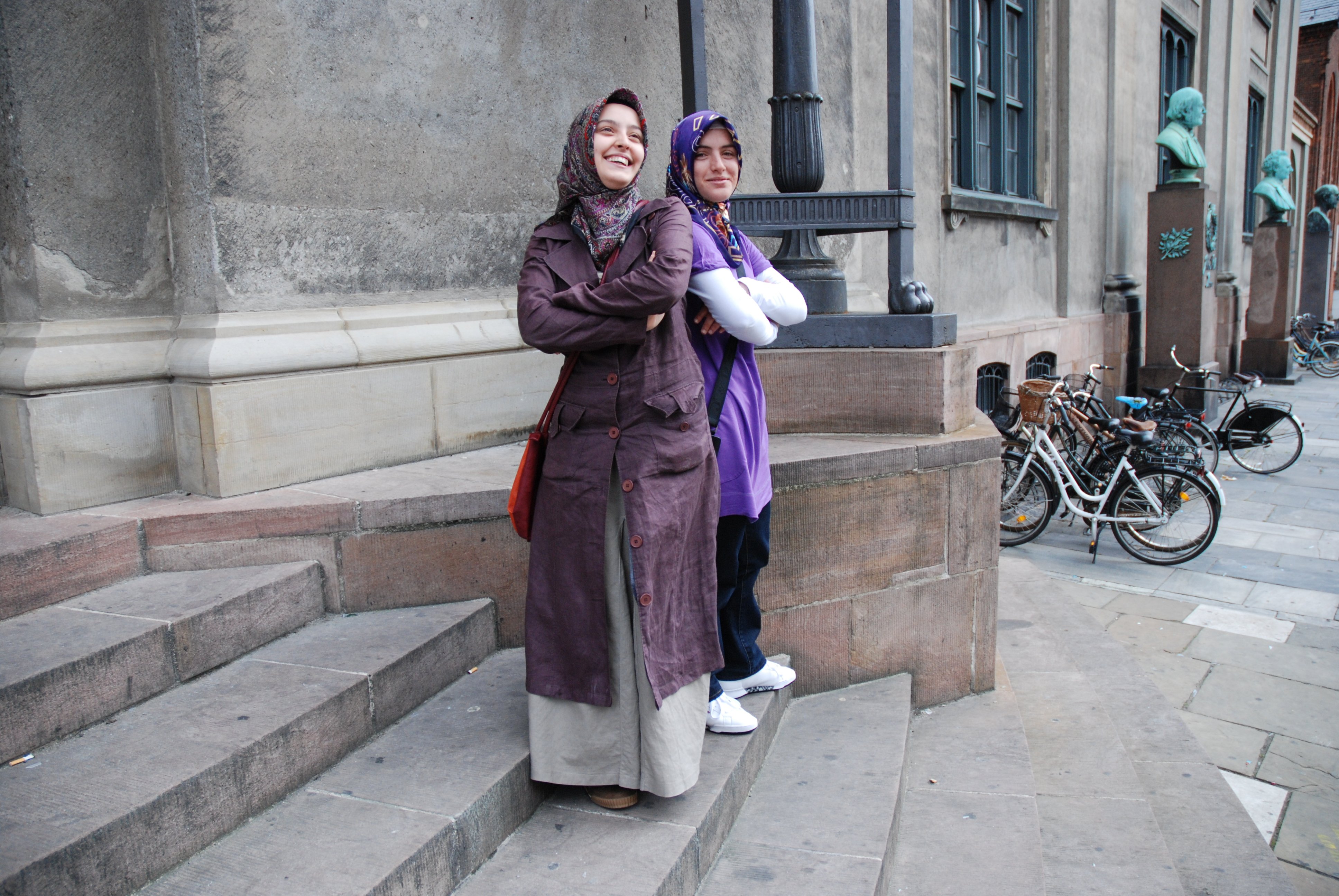 Kübra (left) and Sevda (right) say the headscarf is not a symbol of intolerance.