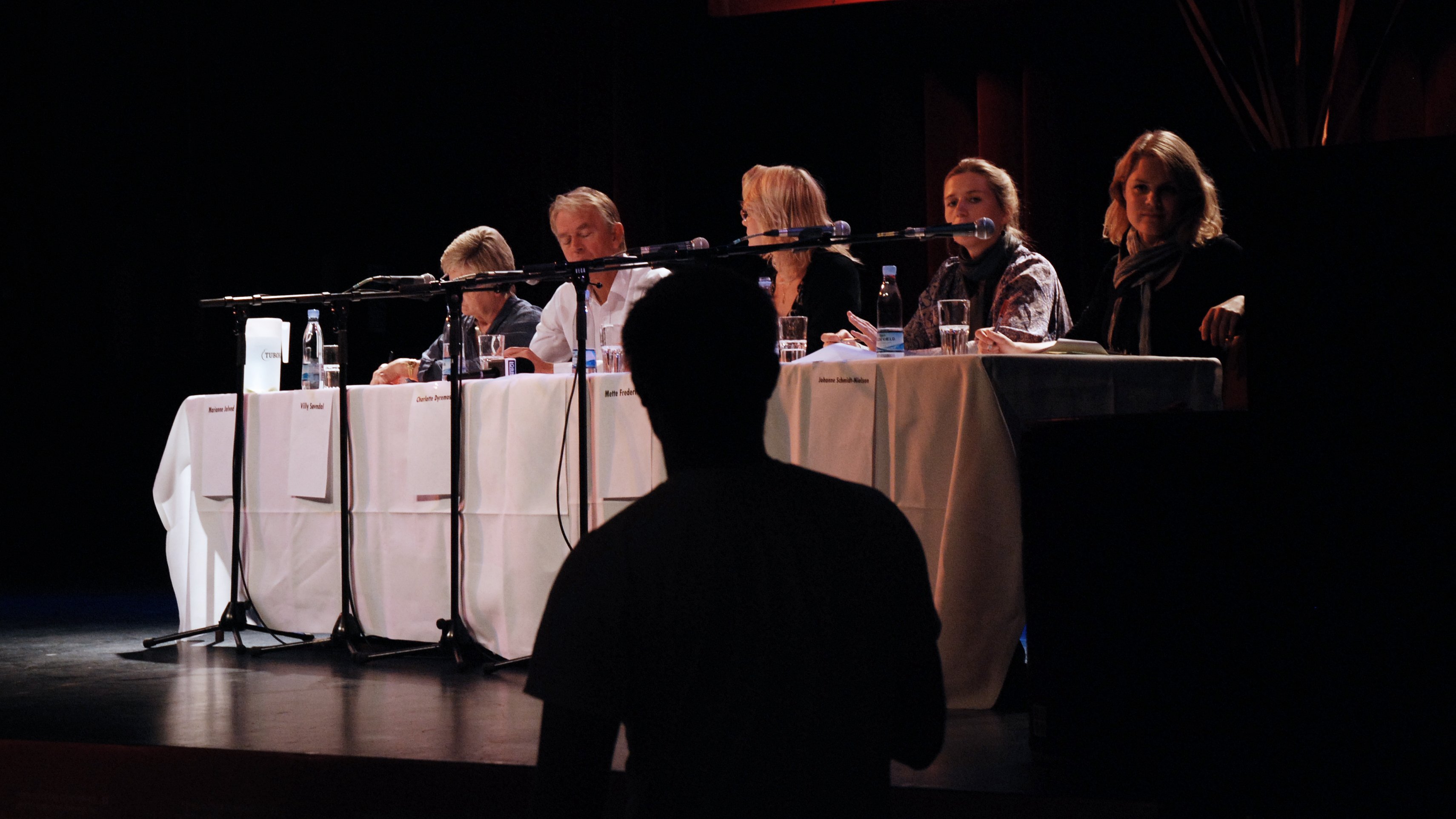 INTET SVAR - Spørgere, politikere og ordstyrer var bemærkelsesværdigt velformulerede, men spørgsmålet om, hvordan investeringer i uddannelse skal få Danmark ud af krisen, fortabte sig under uddannelsestopmødet i Vega. Fra venstre ses Marianne (R), Villy (SF), Charlotte (K), Mette (S) og Johanne (Enh.)