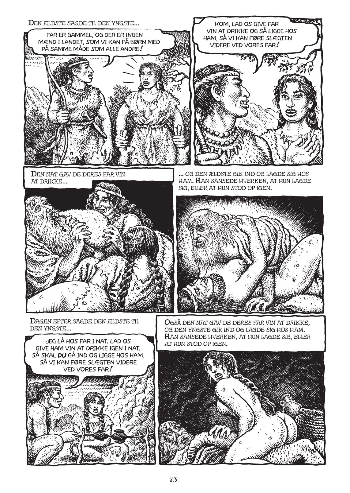 SAFTIGT - Bibelen i Robert Crumbs umiskendelige rå streg. Første Mosebog er netop udkommet i den gamle undergrundstegners version på forlaget Carlsen. 