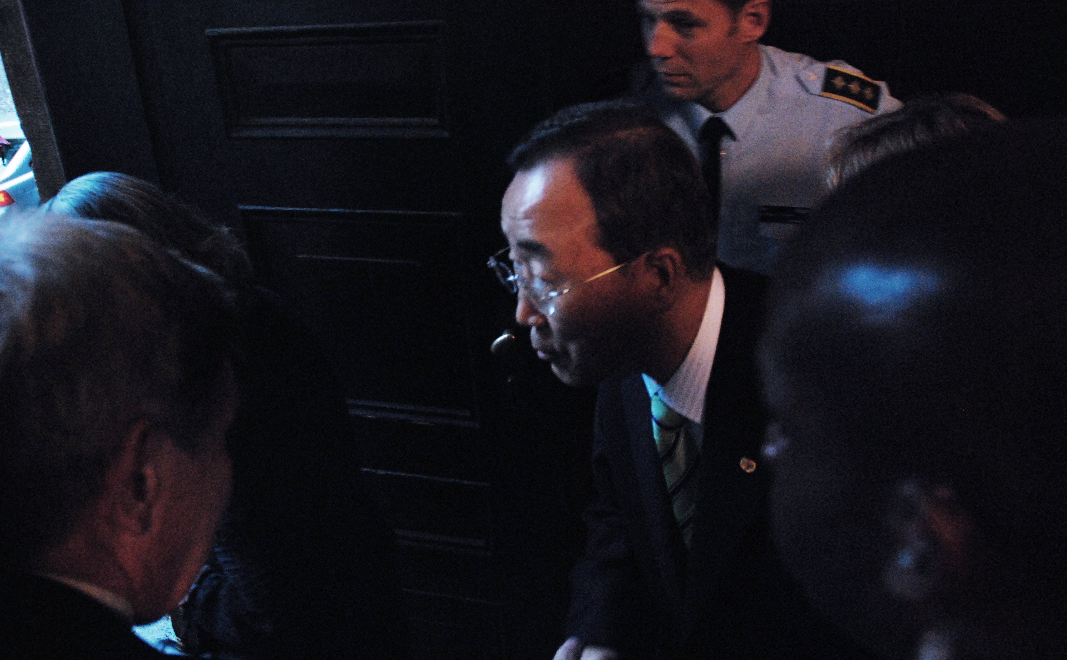 Ban Ki-moon on his way out, following a warm reception and a standing ovation at the University of Copenhagen