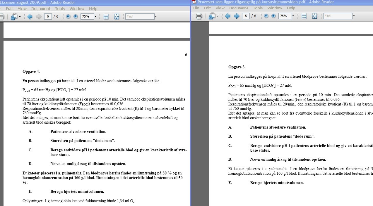 DOKUMENTATION – Ved reeksamen i august (tv.) var en hel opgave direkte kopieret fra et prøvesæt (th.), som lå frit tilgængeligt med løsninger på kursushjemmesiden