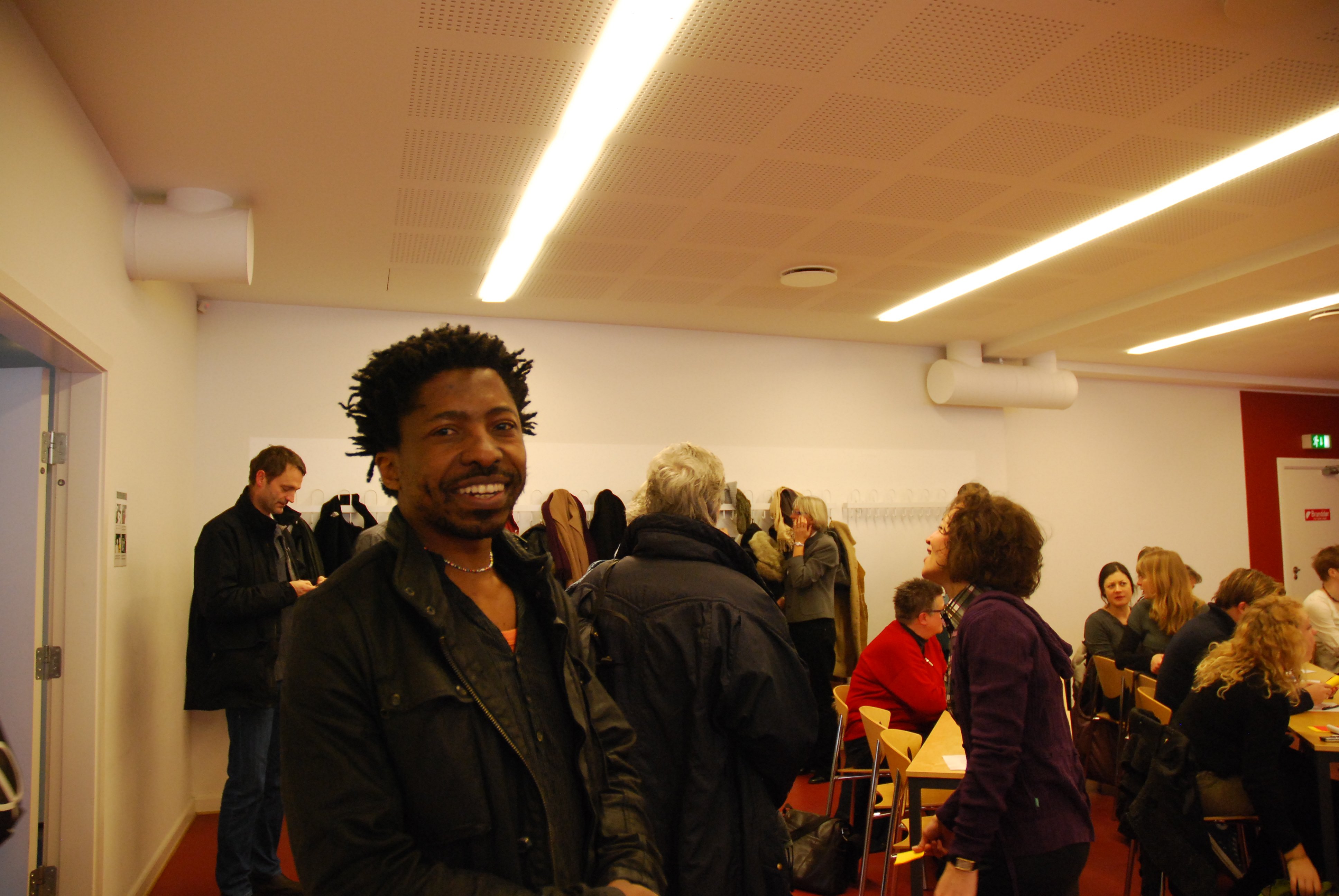 Zimbabwean author Brian Chikwava arrives at the anniversary celebrations