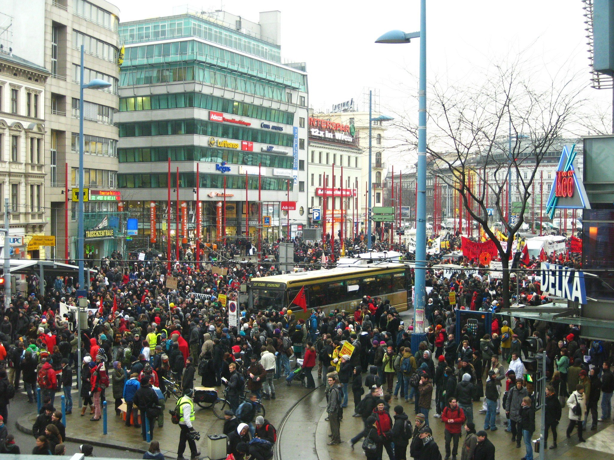 Students protesting in Vienna Thursday