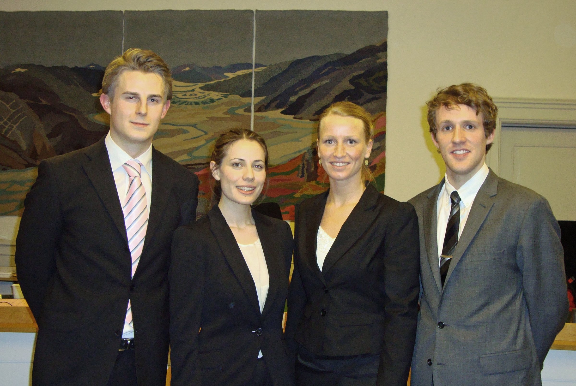 The Copenhagen team at the High Court. From left to right: Robert Andersen, Miriam McKinley, Camilla Rasmussen and Malte Lyshøj