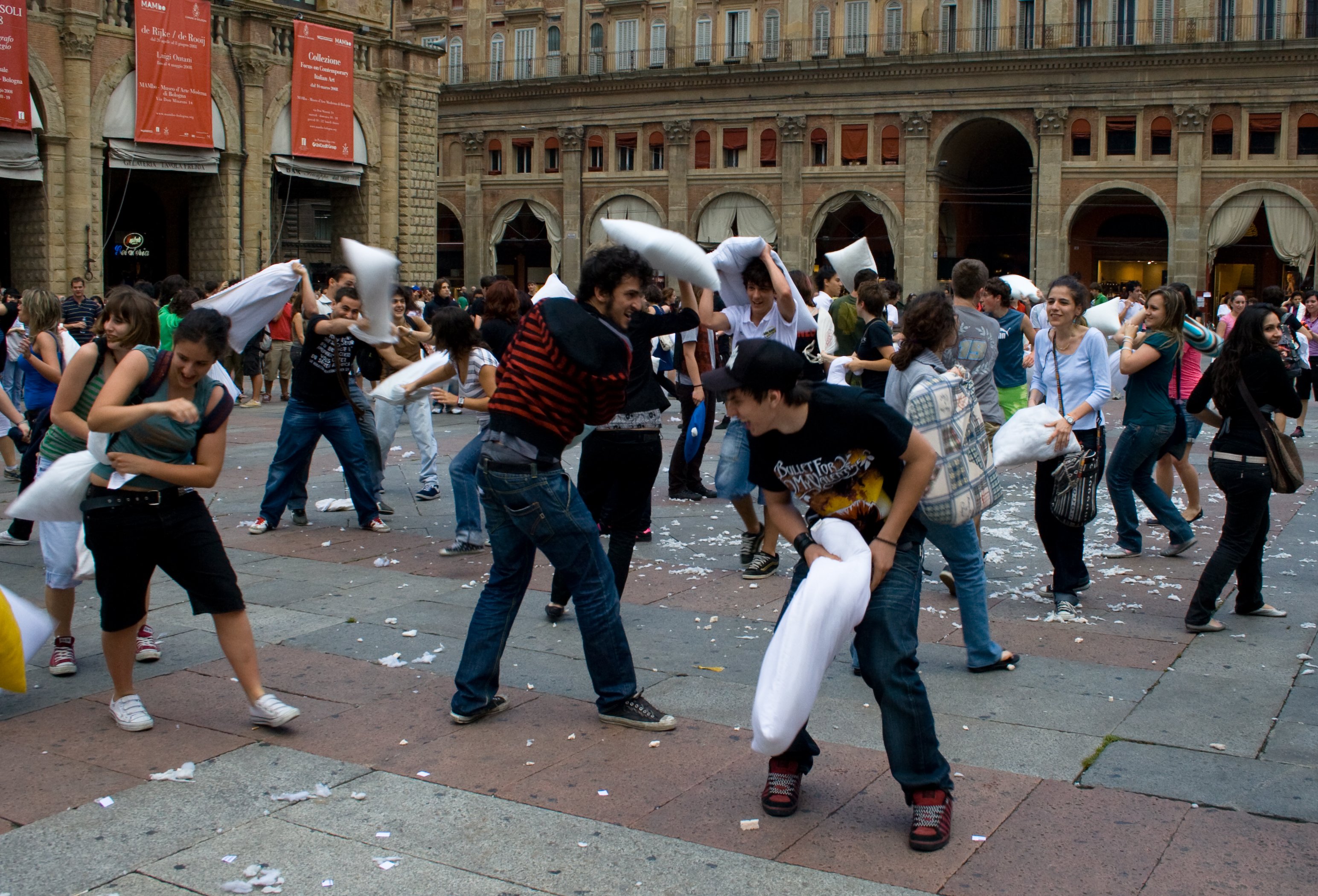 In Copenhagen, the pillow fight is not a tradition yet. This is from Italy