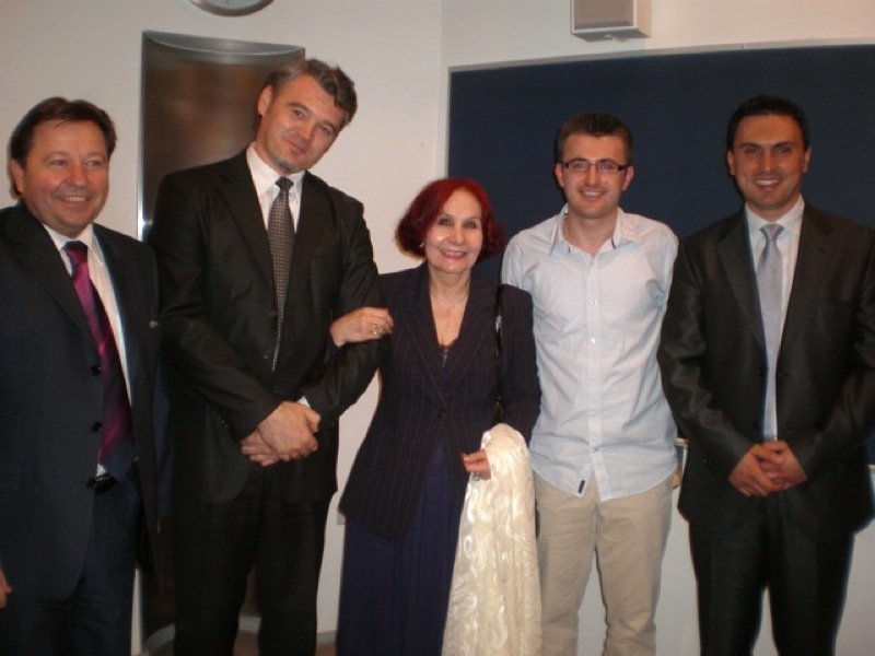 The Ambassadors for Croatia, Bosnia, Serbia and Macedonia  in Copenhagen with University of Copenhagen student  Aldin Ugarak, at the Pharma event