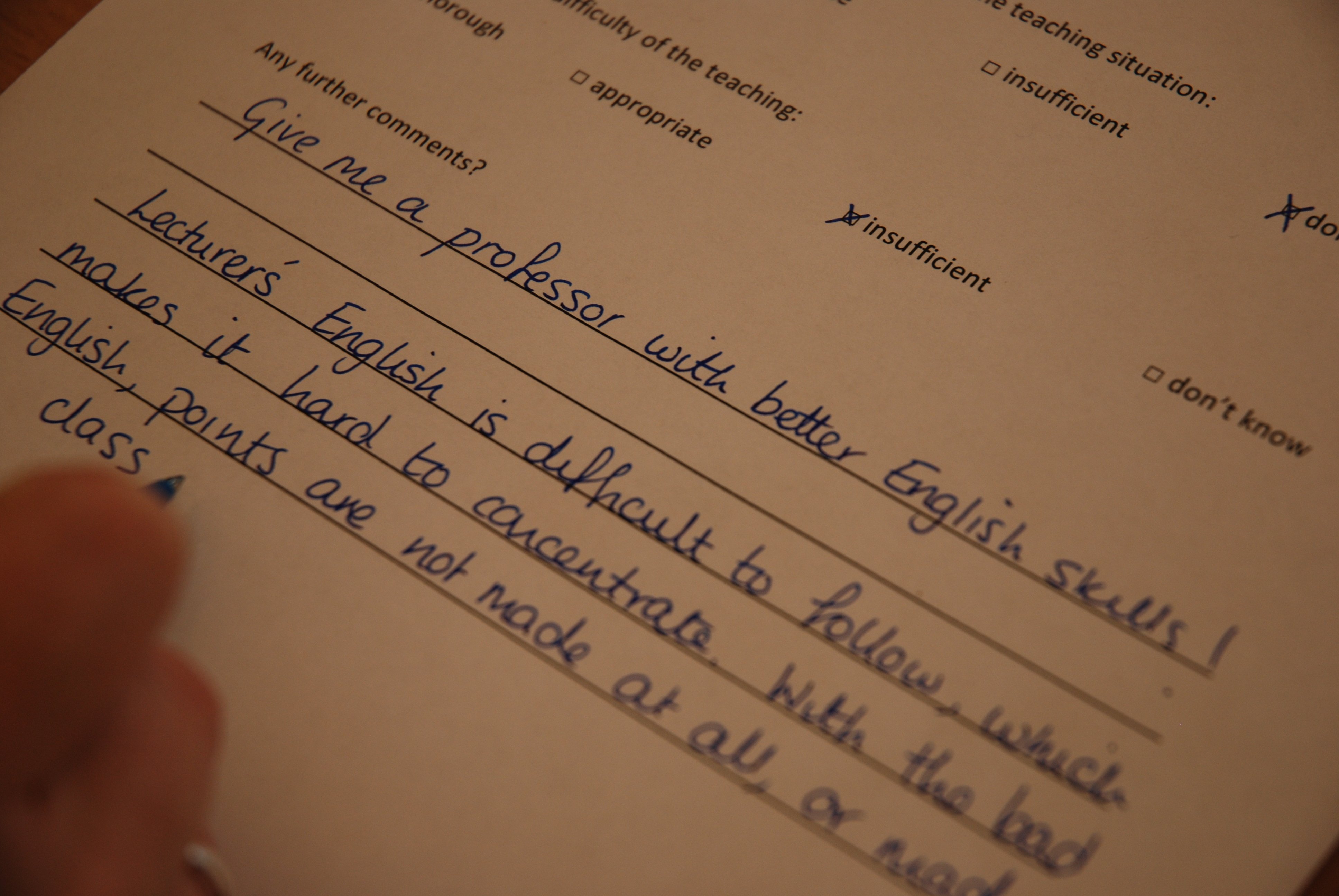 Lecturer responds to students' harsh assessment of his English