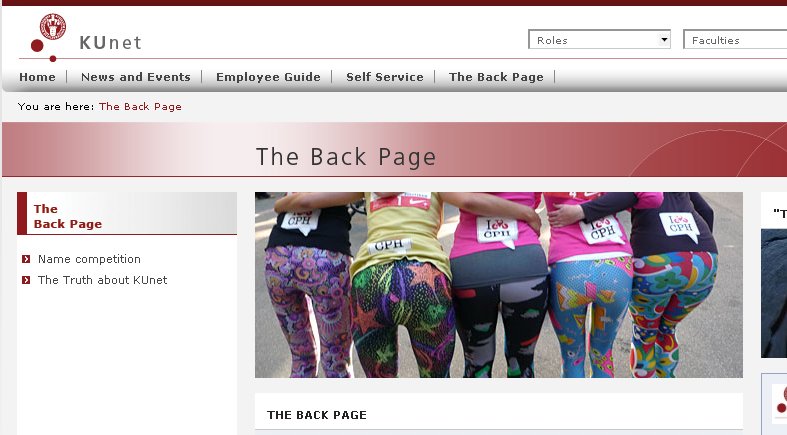 The newly launched intranet has more features than the old punkt.ku, including a lighthearted 'back page'