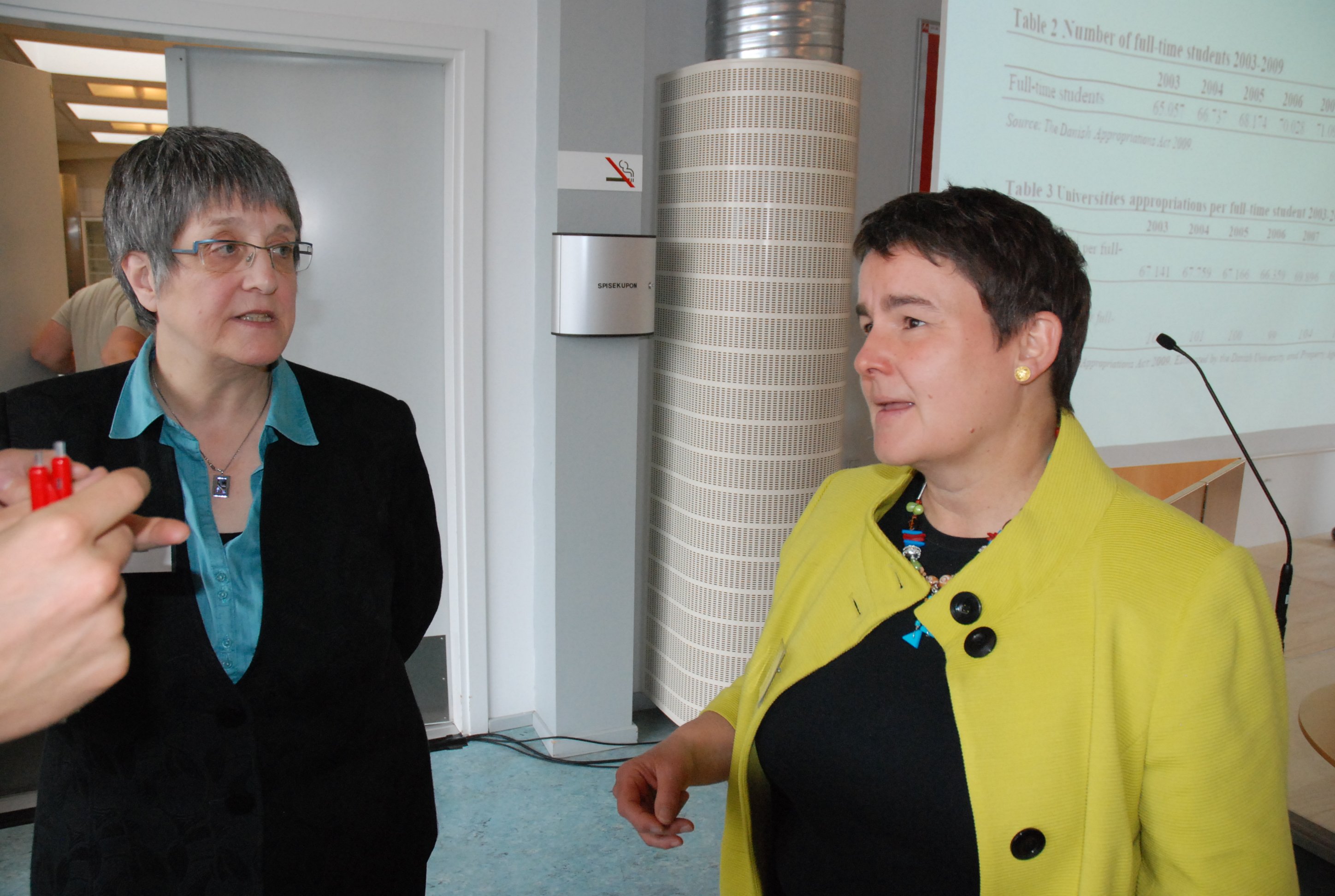 Sue Wright (left) and Rebecca Boden say that all the money is going to the administrators, not the teachers and researchers