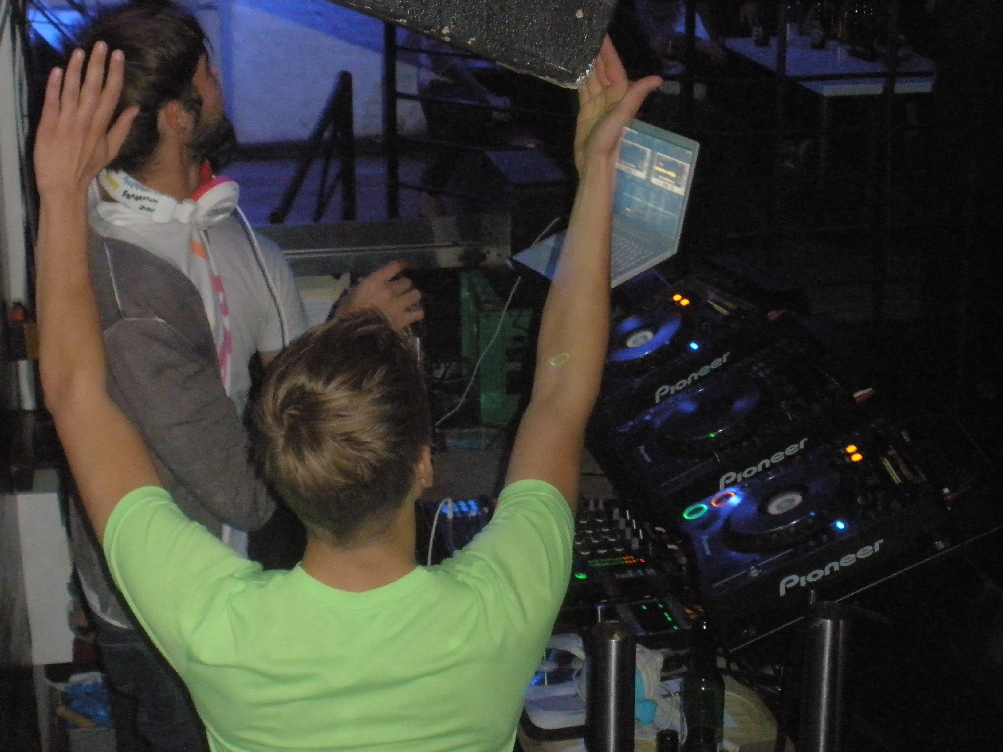 Student DJ's Alex Vickers (in front) and Georg Cohen try to find a balance between Danish music tastes and their own preferences