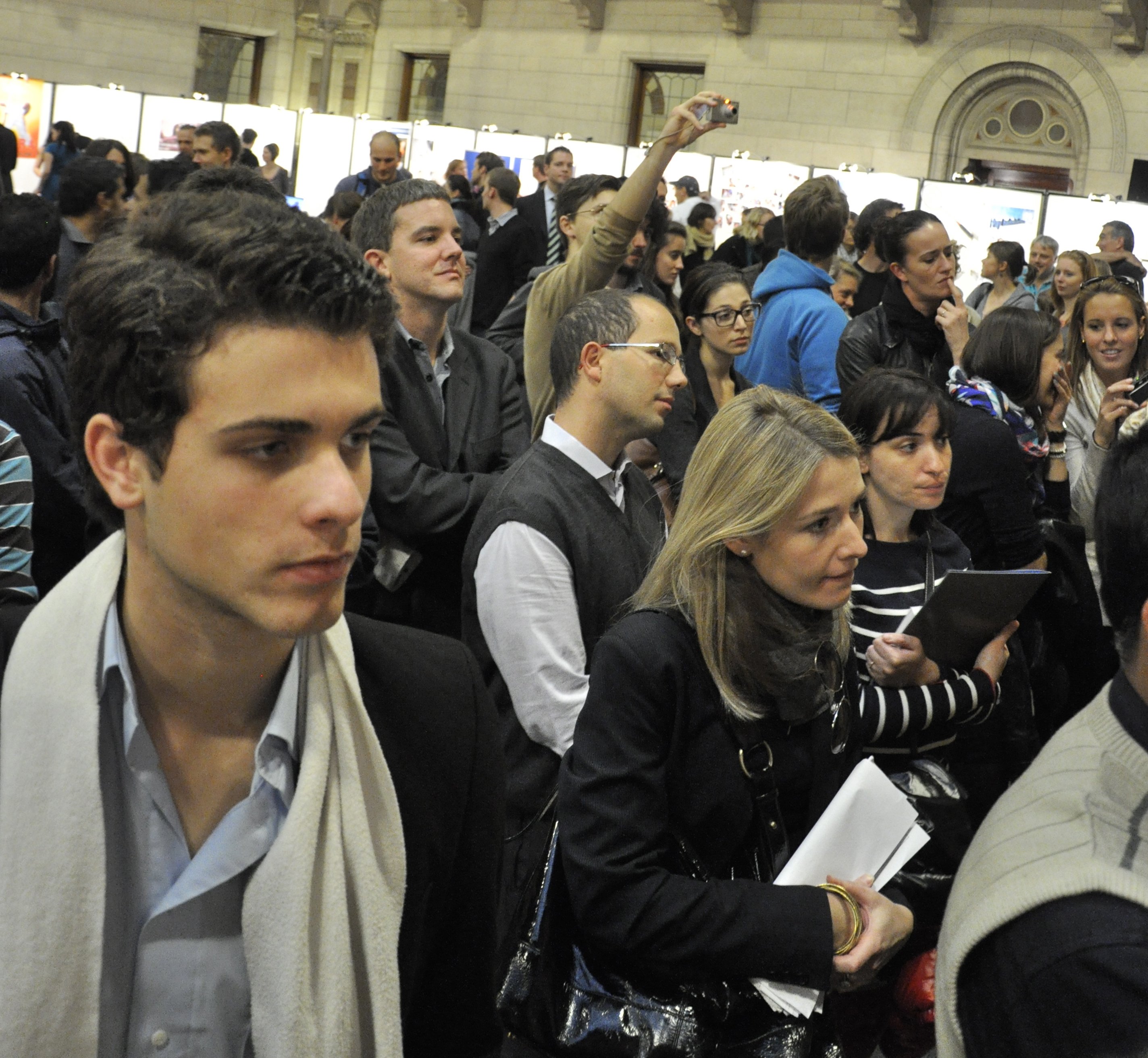 Internationals listen attentively to the address from City Hall