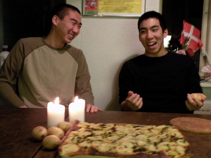 Our University Post reporter invited two internationals Ryan Nam (left) and Matt Young to test a Nordic recipe: the Pizza Pie. The OPUS study is testing Nordic cuisine on another group of experimental subjects.