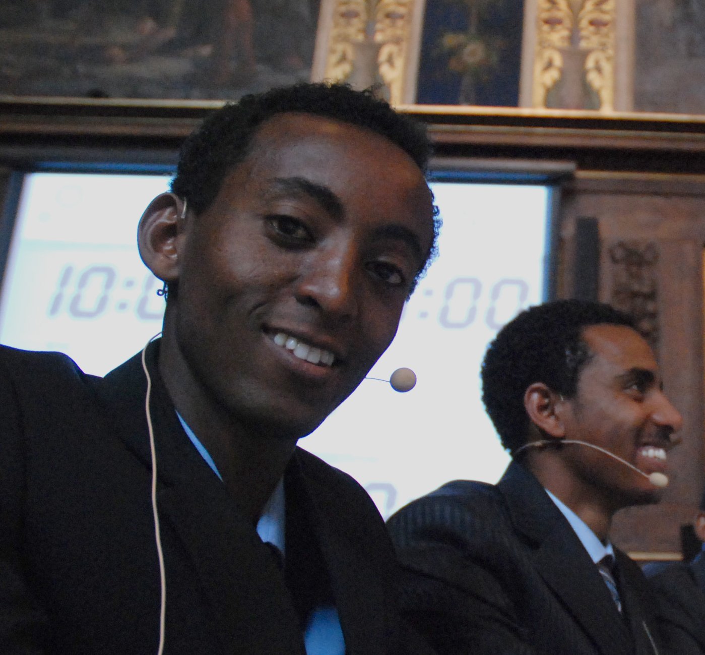 Members of the Ethiopian team get ready to compete