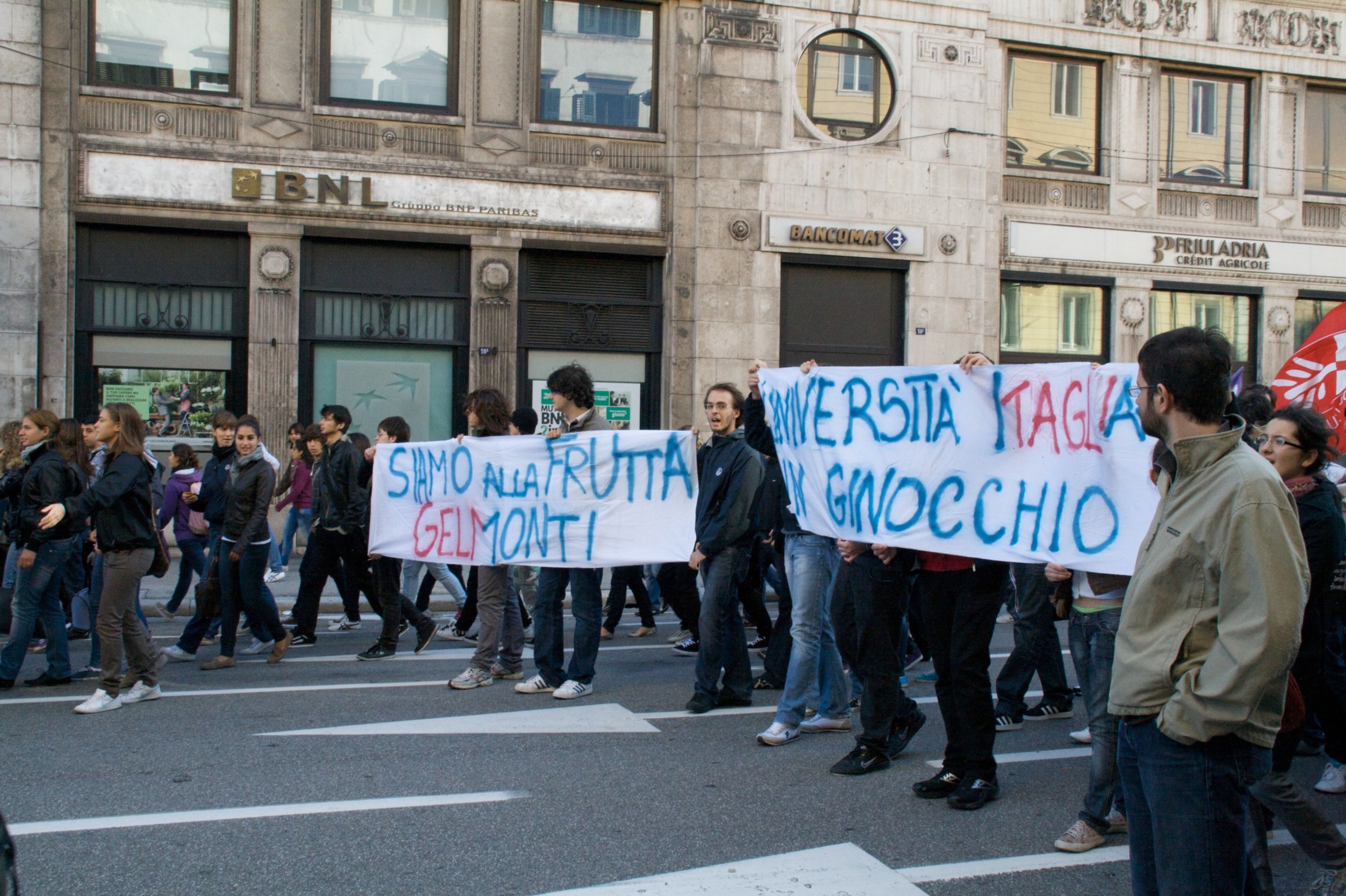 Recent student protests in Trieste, Italy. In the latest update from European University Association, Italy's universities are seen as some of the hardest hit