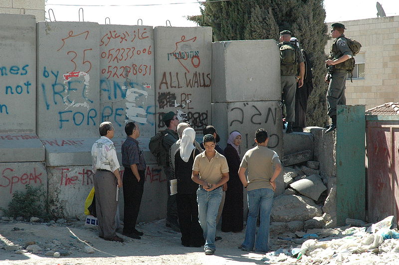 A checkpoint in the Israeli Barrier in the West Bank, near Abu Dis.