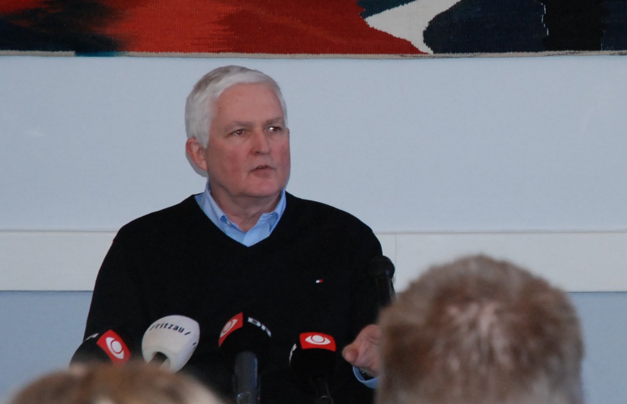 Board Chairman Nils Strandberg Pedersen, at the press conference last Tuesday. The Board was later sharply censured by the Minister of Science