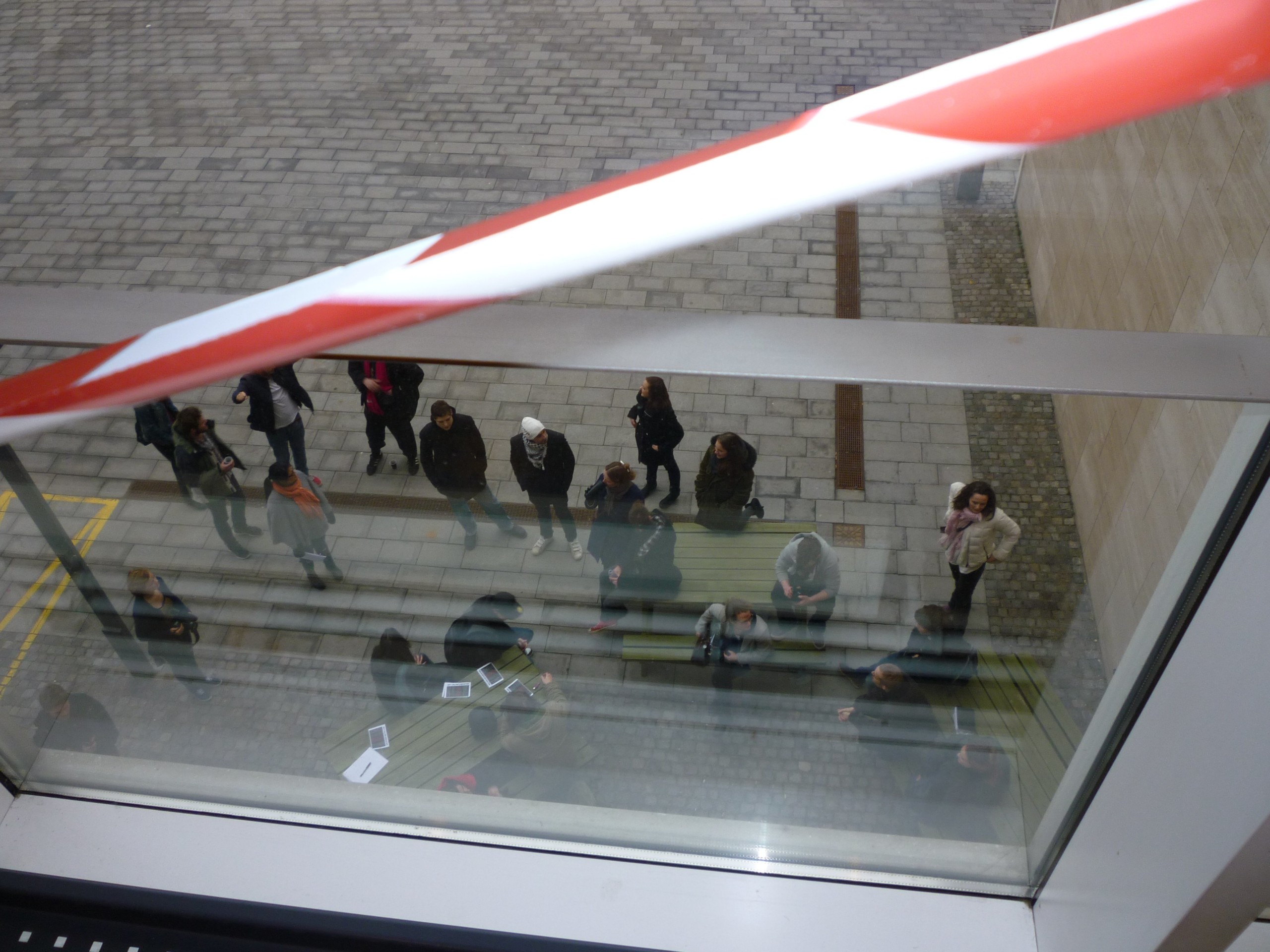 A band of students block the main entrance to the EnGeRom department