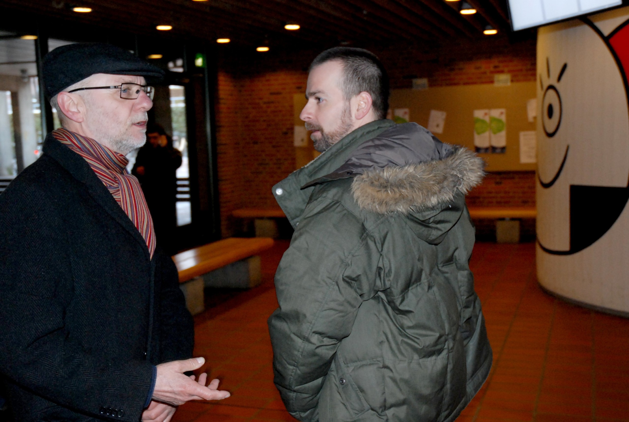 Here and no further: Chief editor of Universitetsavisen, Richard Bisgaard (left) is denied entry by Head of Communications Morten Jastrup