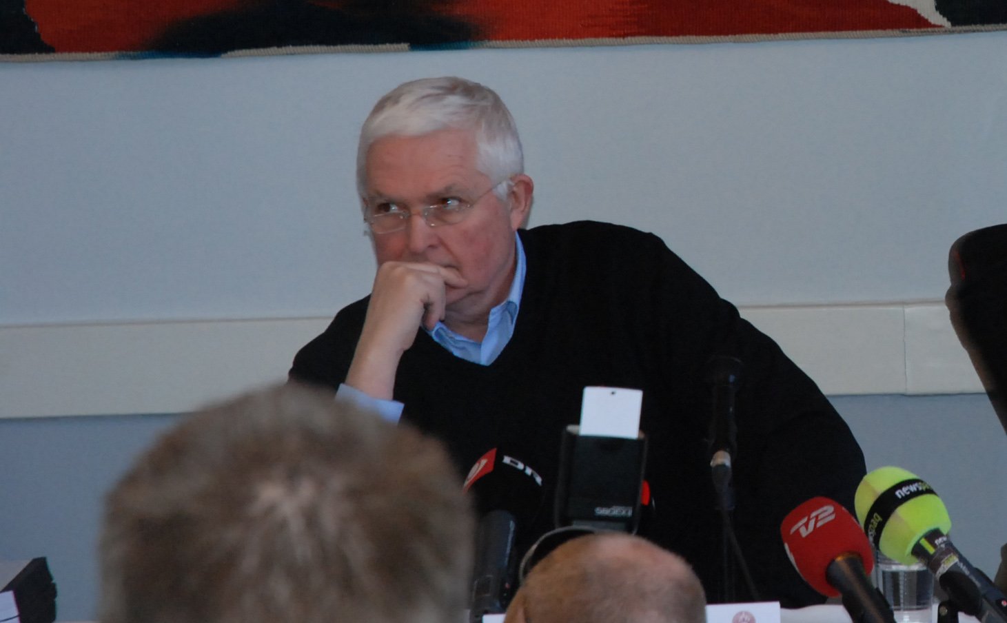 Chairman of the Board of Executives, Nils Strandberg Pedersen at a recent press conference. The Board rejects the Health academics' conclusions