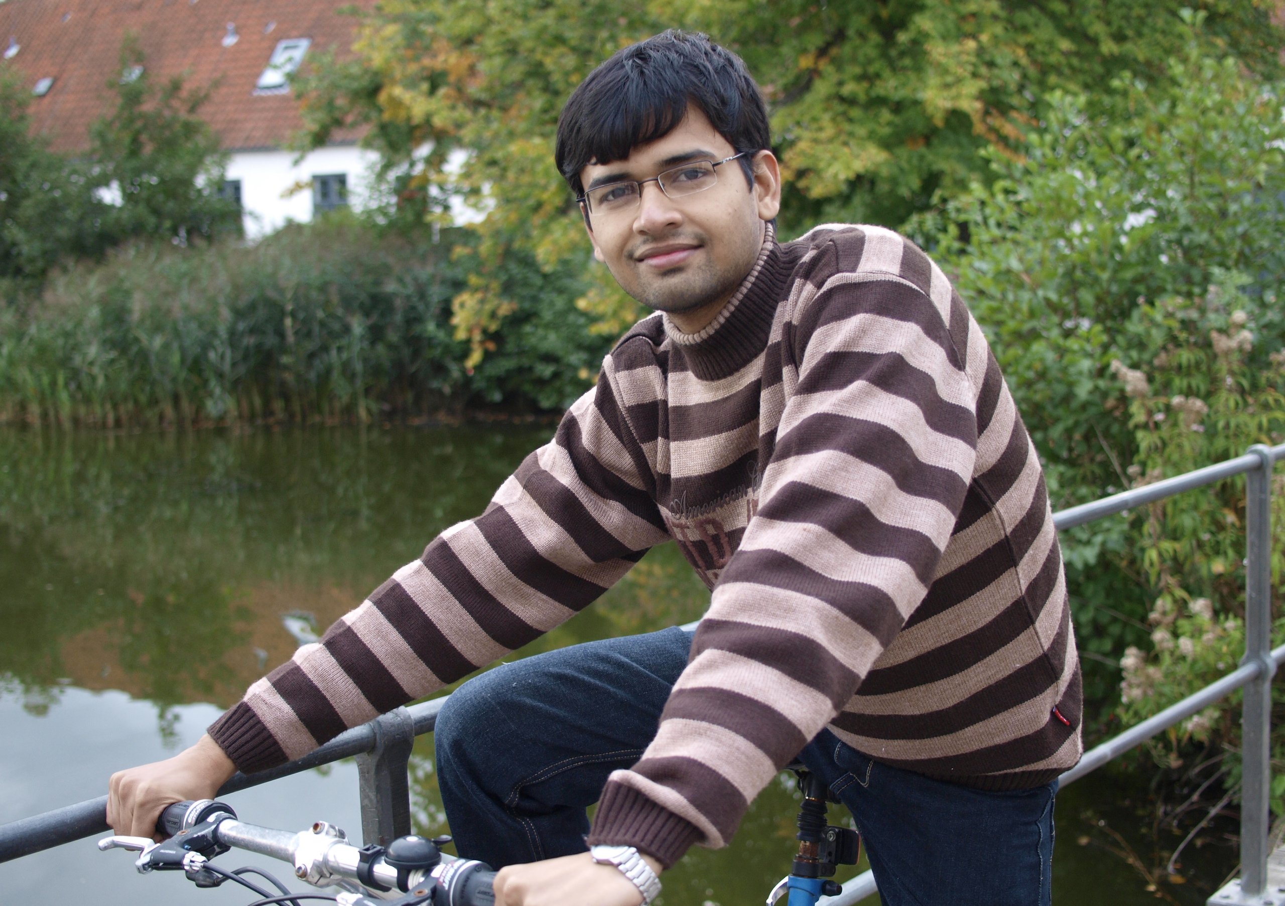 Ankit Khandelwal on his bike, in front of Brede lake