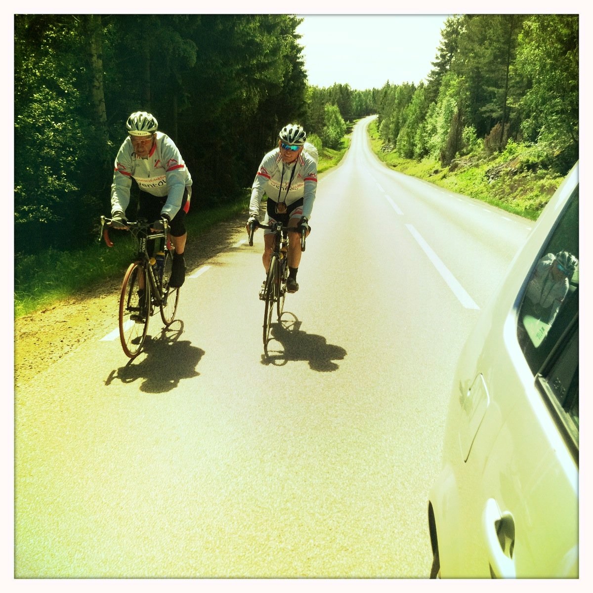 Frede and Leif in southern Norway. Photo taken from support vehicle