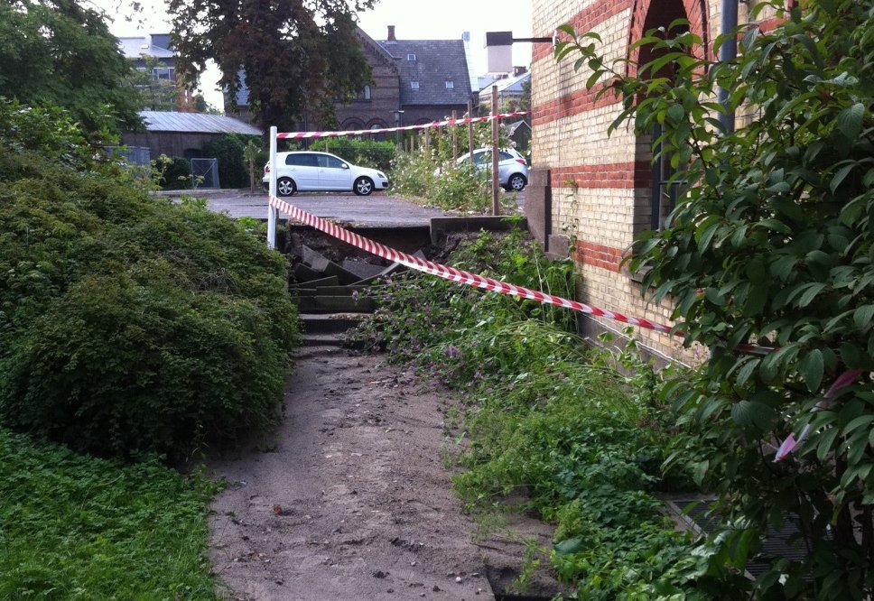 Stairs torn away by the flood