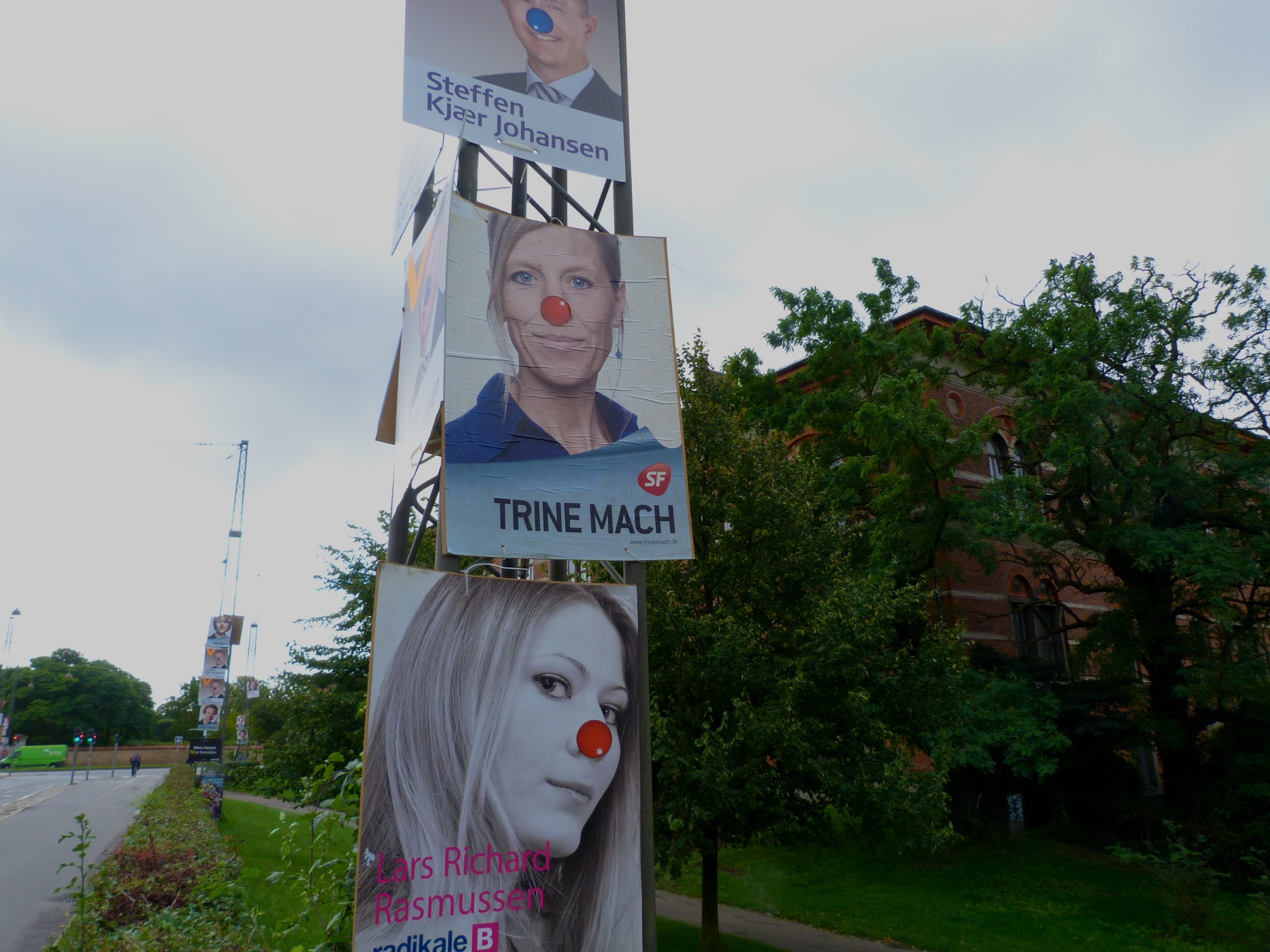 Danish lampposts with election posters today Thursday. Voting has started 