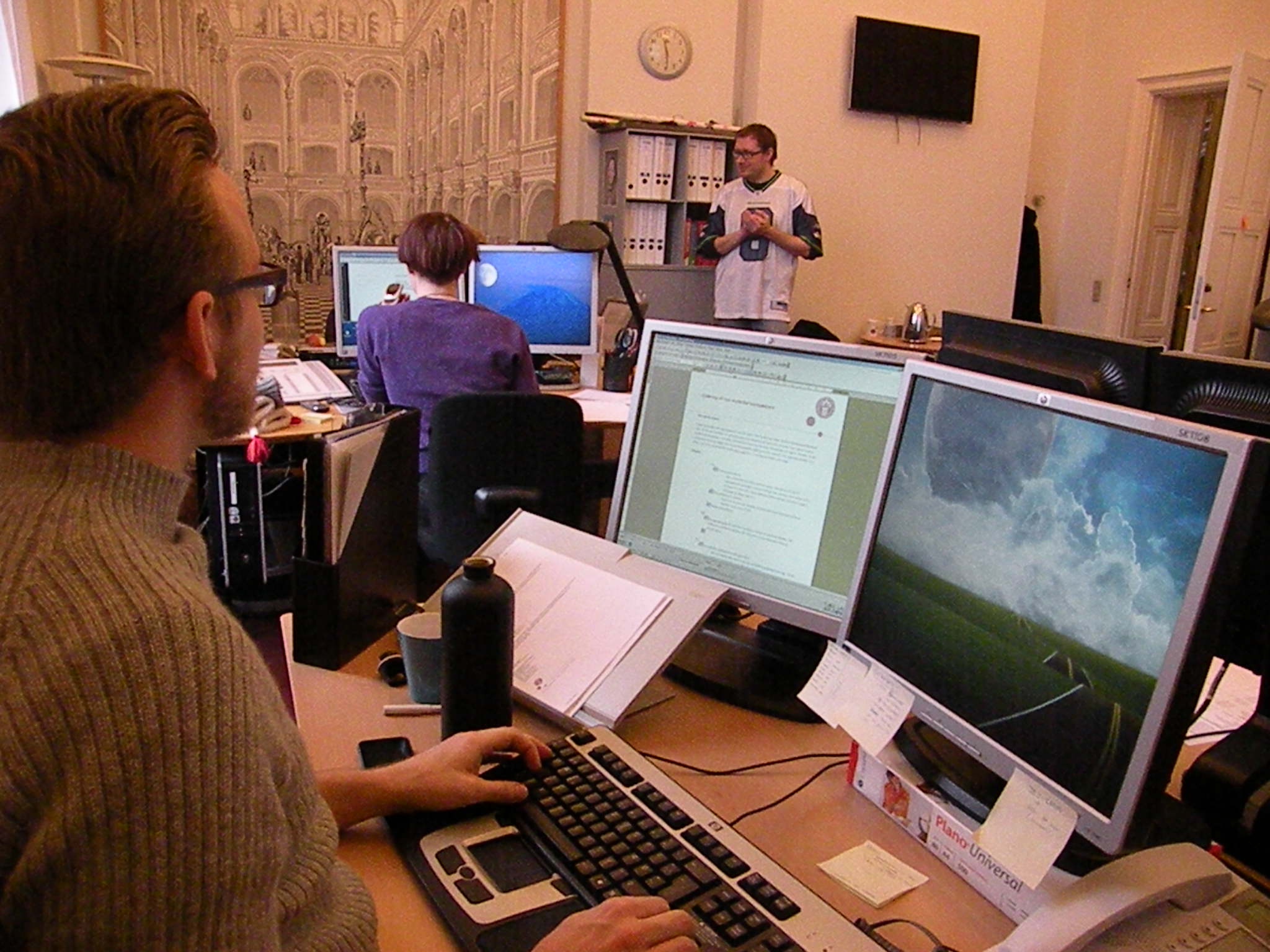 At the IT call centre on Central Campus Monday. After the first rush, there were no more calls than usual, staff said