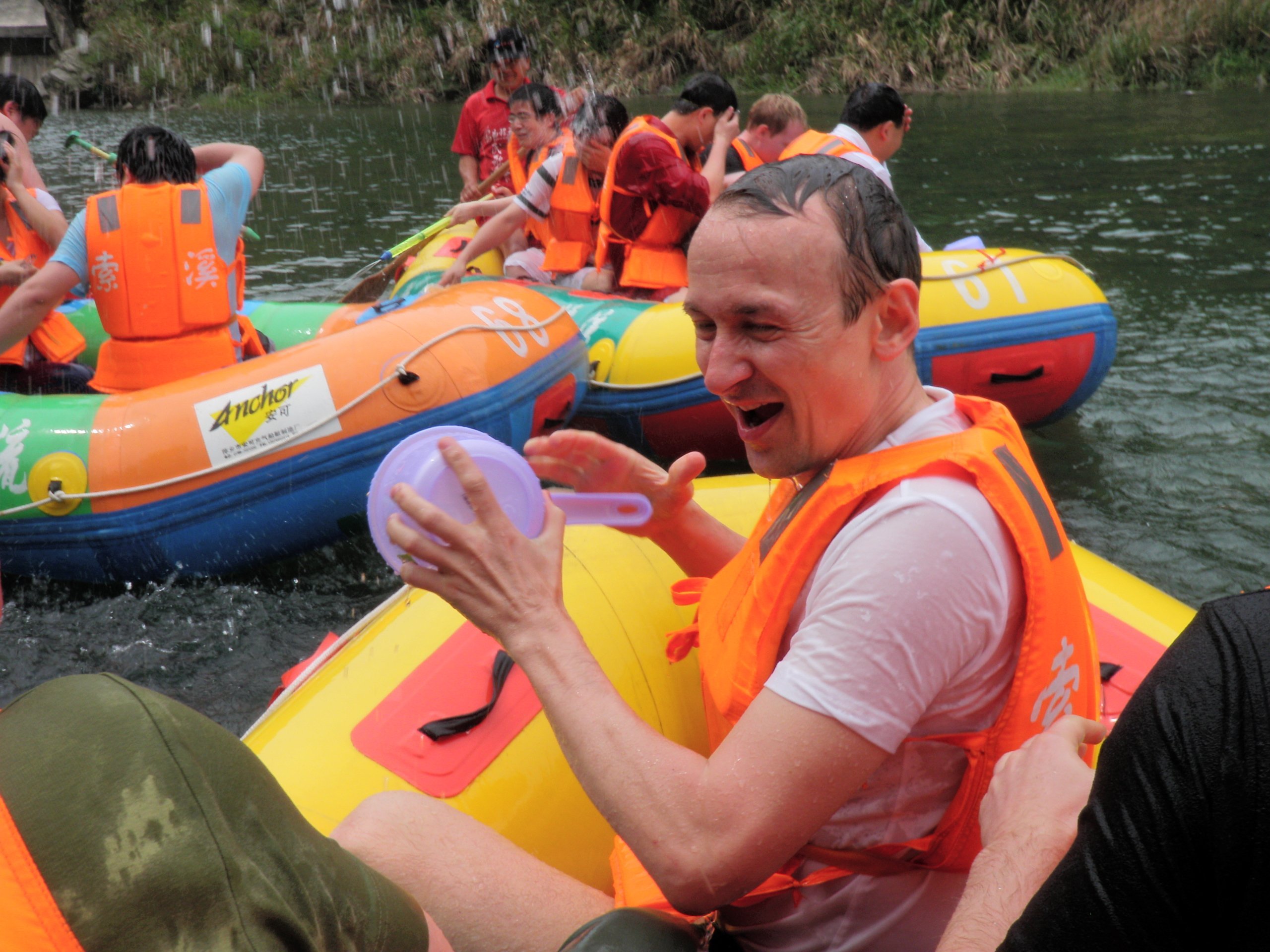 River rafting on a trip to visit Chinese partners. Just one of the activities to help cultural collaboration at the Danish-Chinese Center for Molecular Nano-Electronics