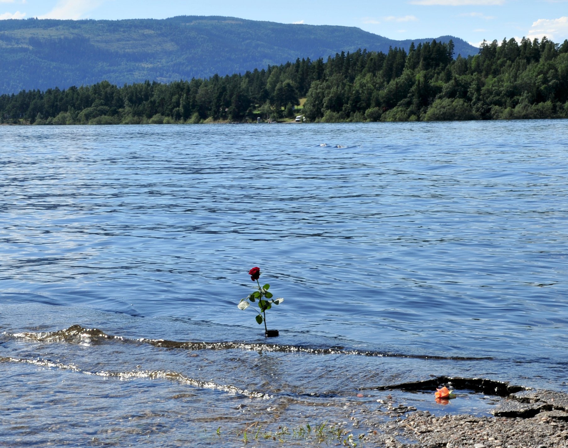 Looking towards the island of Utøya after the massacre