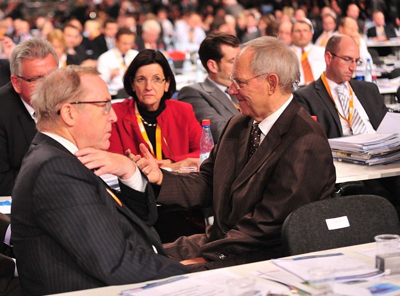 German finance minister Wolfgang Schäuble (front right) at a party conference