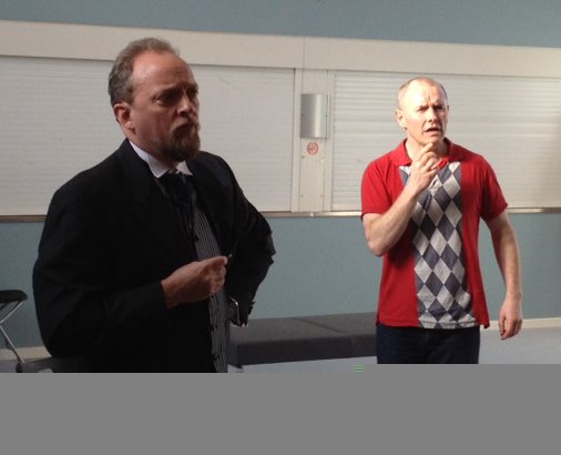 The actors rehearse for their opening night