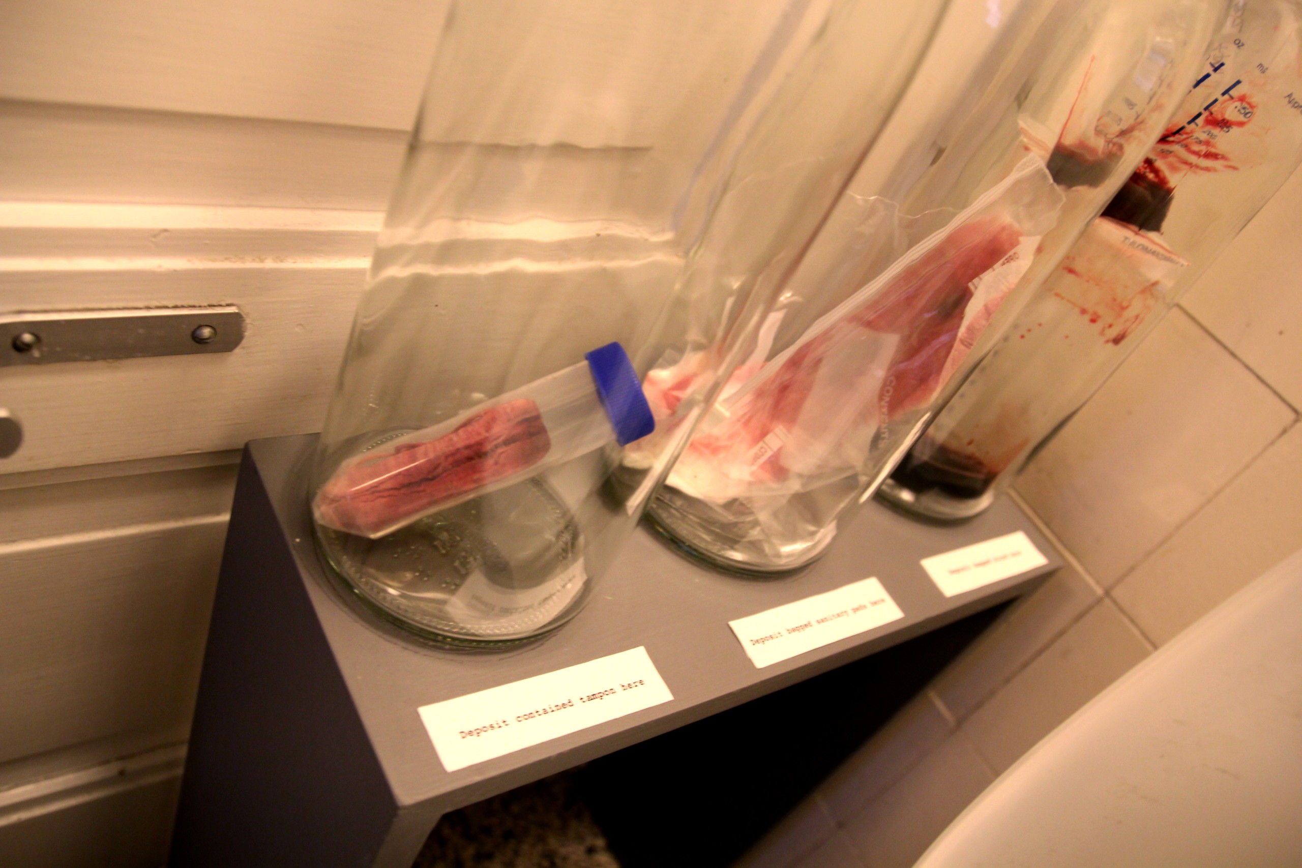 Female delegates were given the opportunity to donate their menstrual blood in various forms during the conference
