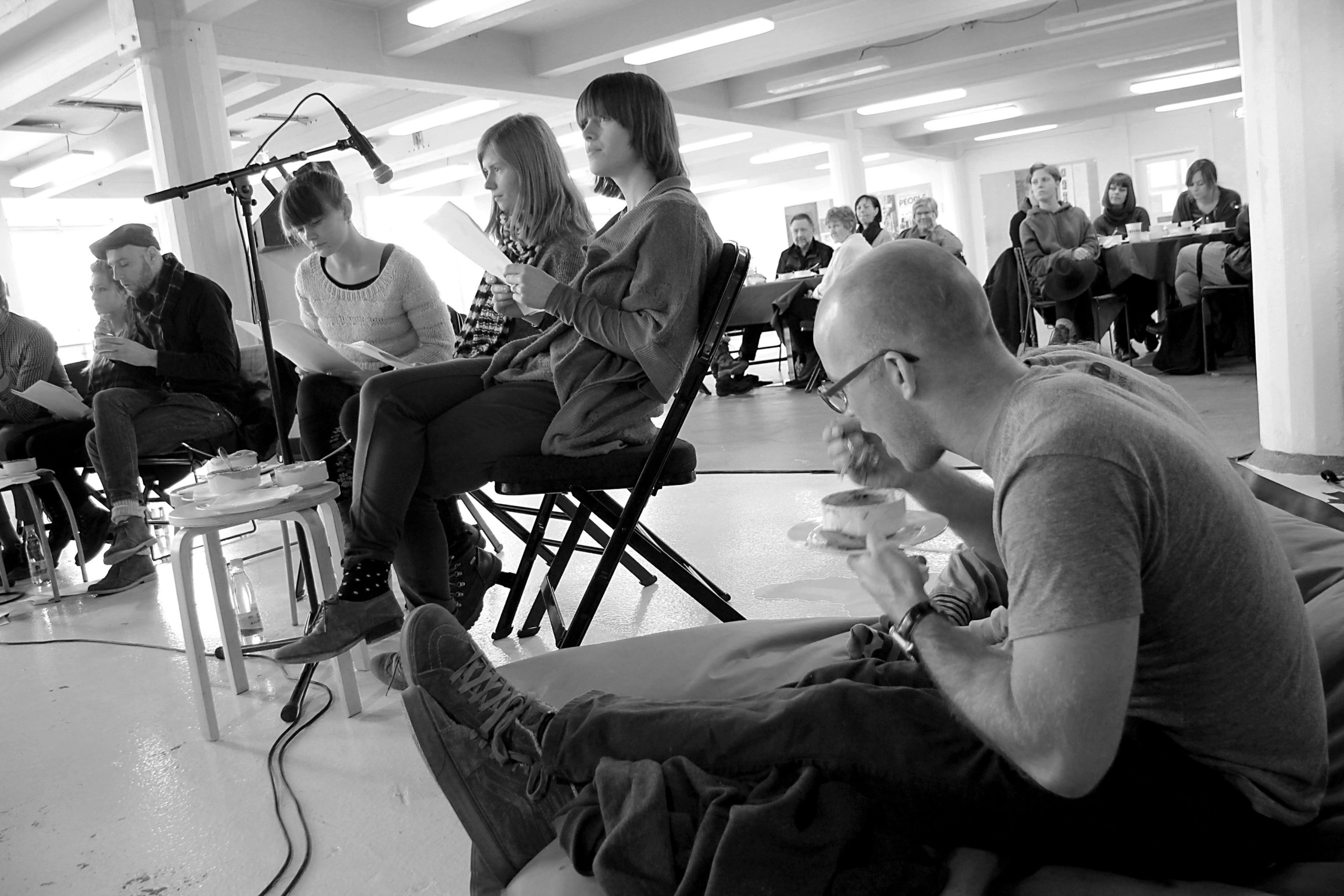 Participants from the last Host Guest Ghost enjoy soup and art