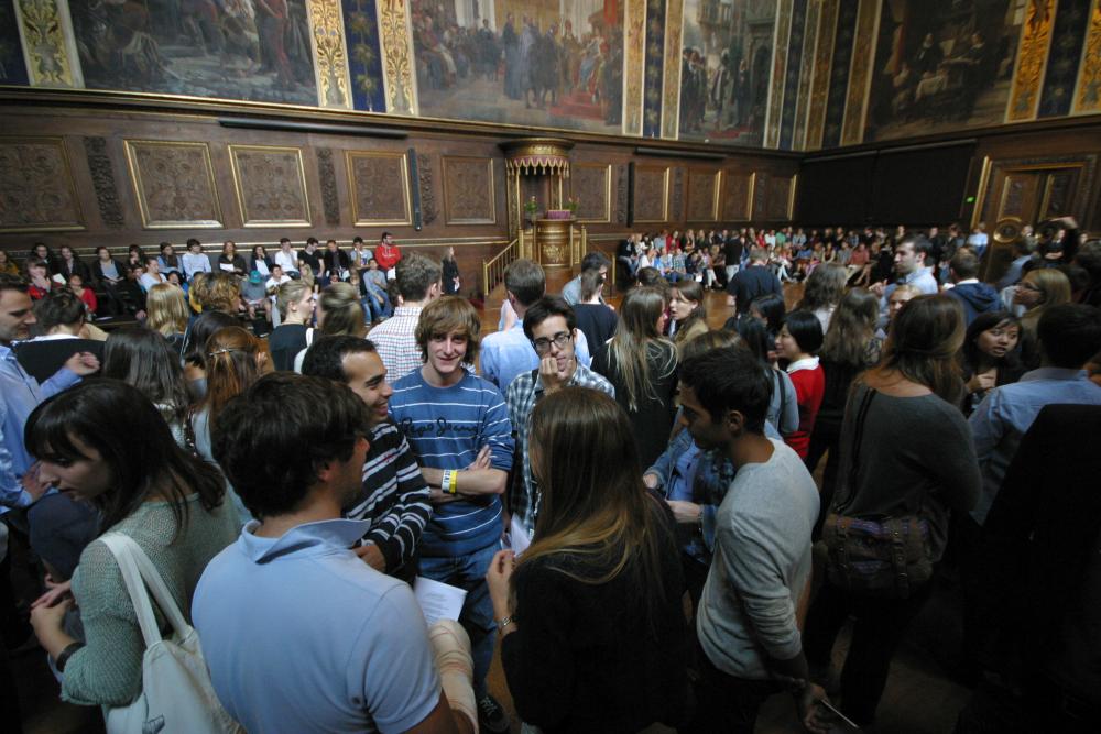 New international students in the ceremonial hall. The University of Copenhagen's international outlook is helping it on the Times' ranking