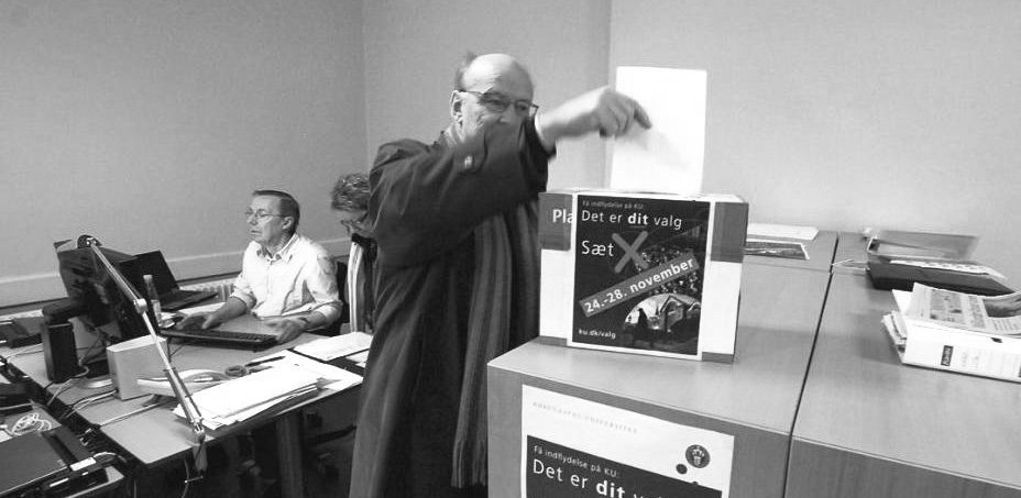 Image from last year's university election. Most of the voting is electronic, but there are also polling stations