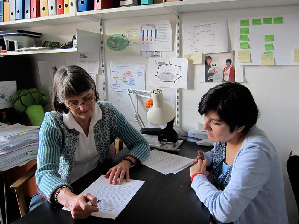 Barbara Ann Halkier supervising a PhD student