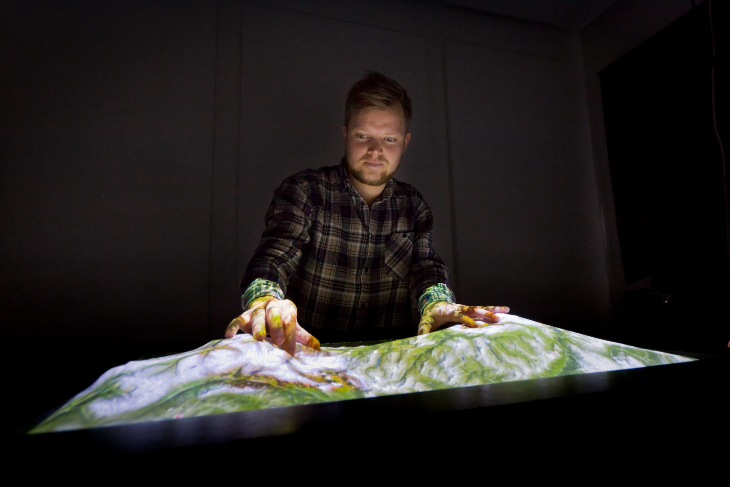 Esben Warming Pedersen, pictured here, is one of the researchers on the Ghost project. The project is looking into the future of physical changes to electronic screens and the uses for it. 