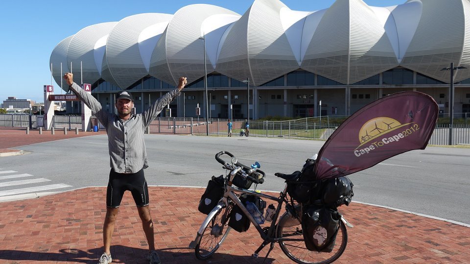 The image he has just posted on Facebook of him in Port Elisabeth, South Africa