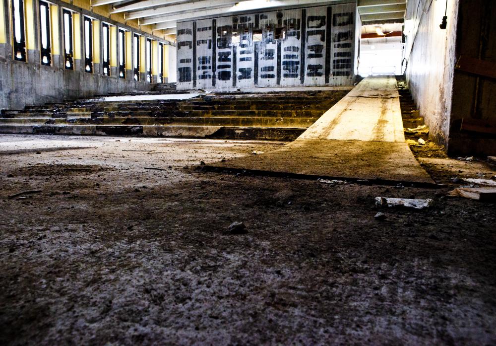 Note: The old main auditorium. One of several photos taken BEFORE the reconstruction was to take place. There are no pictures yet from inside the reconstructed site