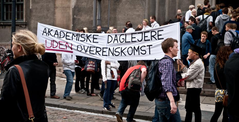 DEMONSTRATION - Deltidsansatte på KU demonstrerede i 2009 over dårlige forhold.