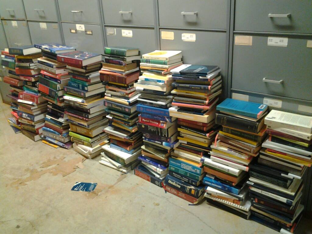 the most recent stockpile of books, stored at Frederiksberg hospital, waiting to be shipped to Ethiopia