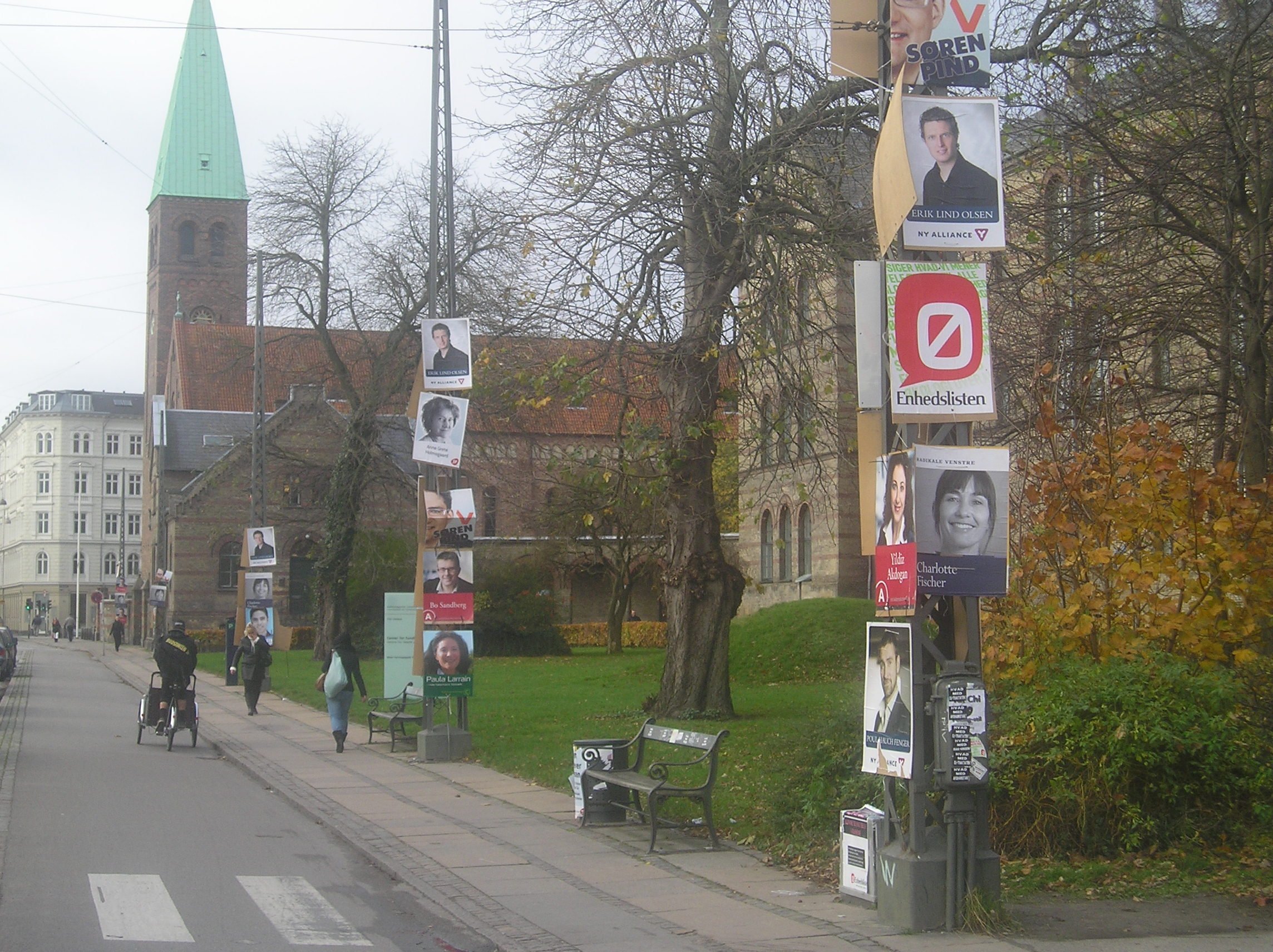 From a previous election. In Denmark, candidates often just use posters with their faces, and the party's letter