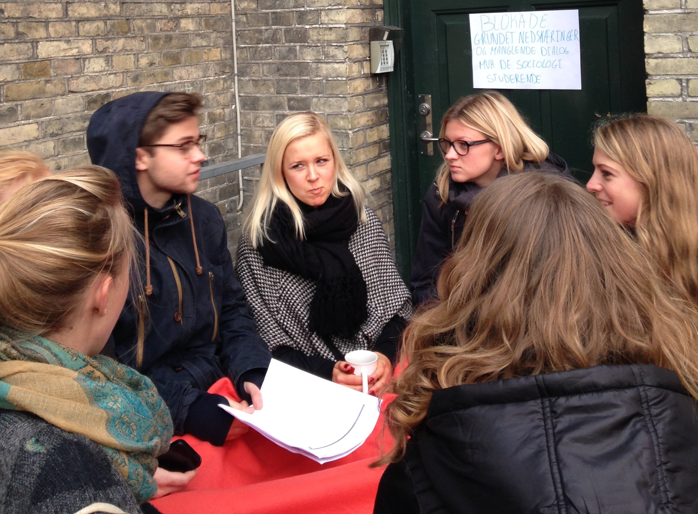 Students started blocking entrances to the sociology building Thursday morning 