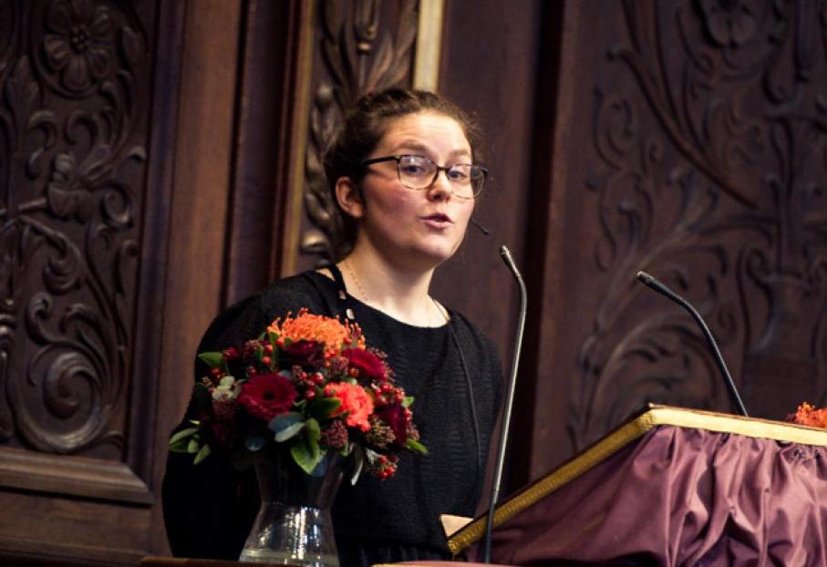 Gwen Gruner-Widding, Student Council chairman, held one of the key speeches at the 2013 Commemoration ceremony
