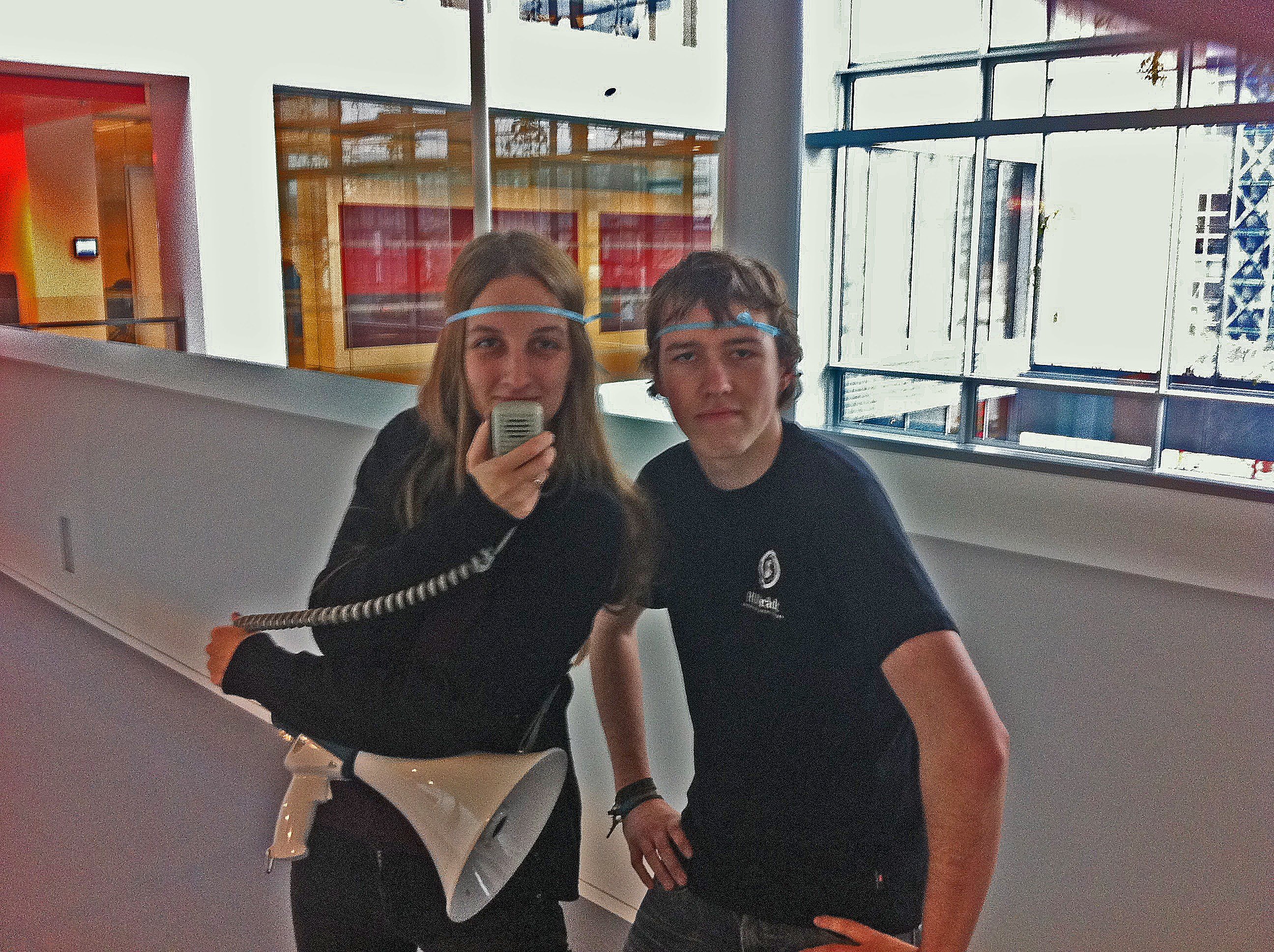 Two students preparing. From last week's demonstrations against the study progress reform