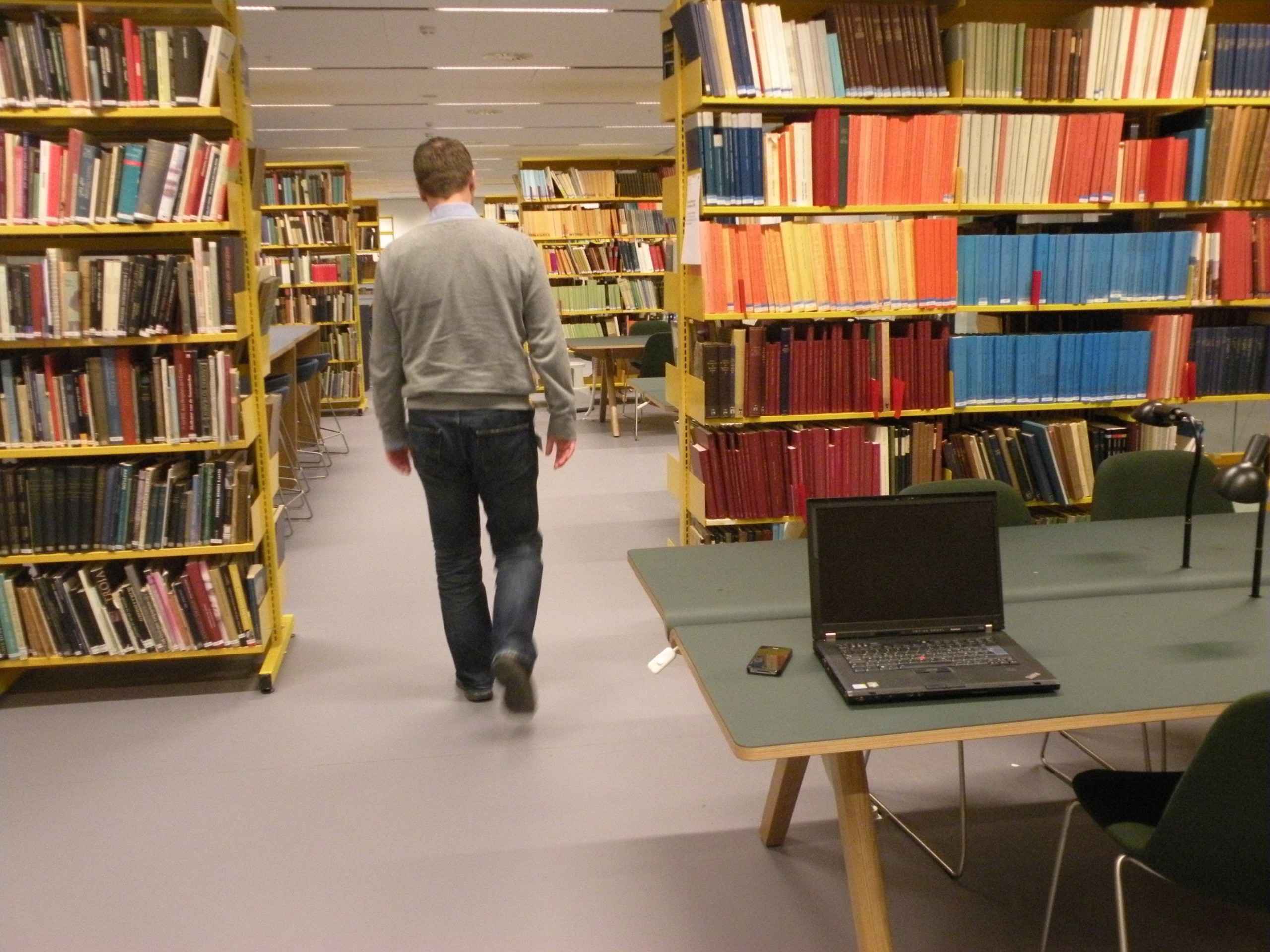 Anyone want a laptop or an iPhone? (Staged photo at the Humanities library)
