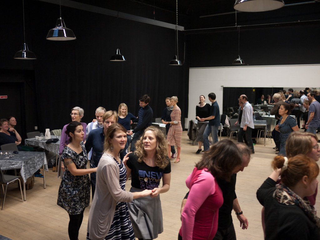 A first attempt at walking and bouncing with a partner