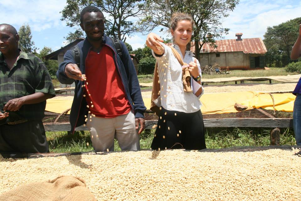 Coffee is a major cash crop in the Central Highlands. Here students visit Gatugi Coffee Factory and see coffee that is being laid out to dry. Photo credit: Thomas Eisler
